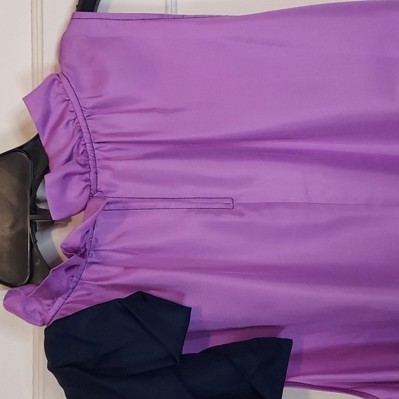 J Crew Collection Silk Twill Top Purple Navy - Picture 12 of 15